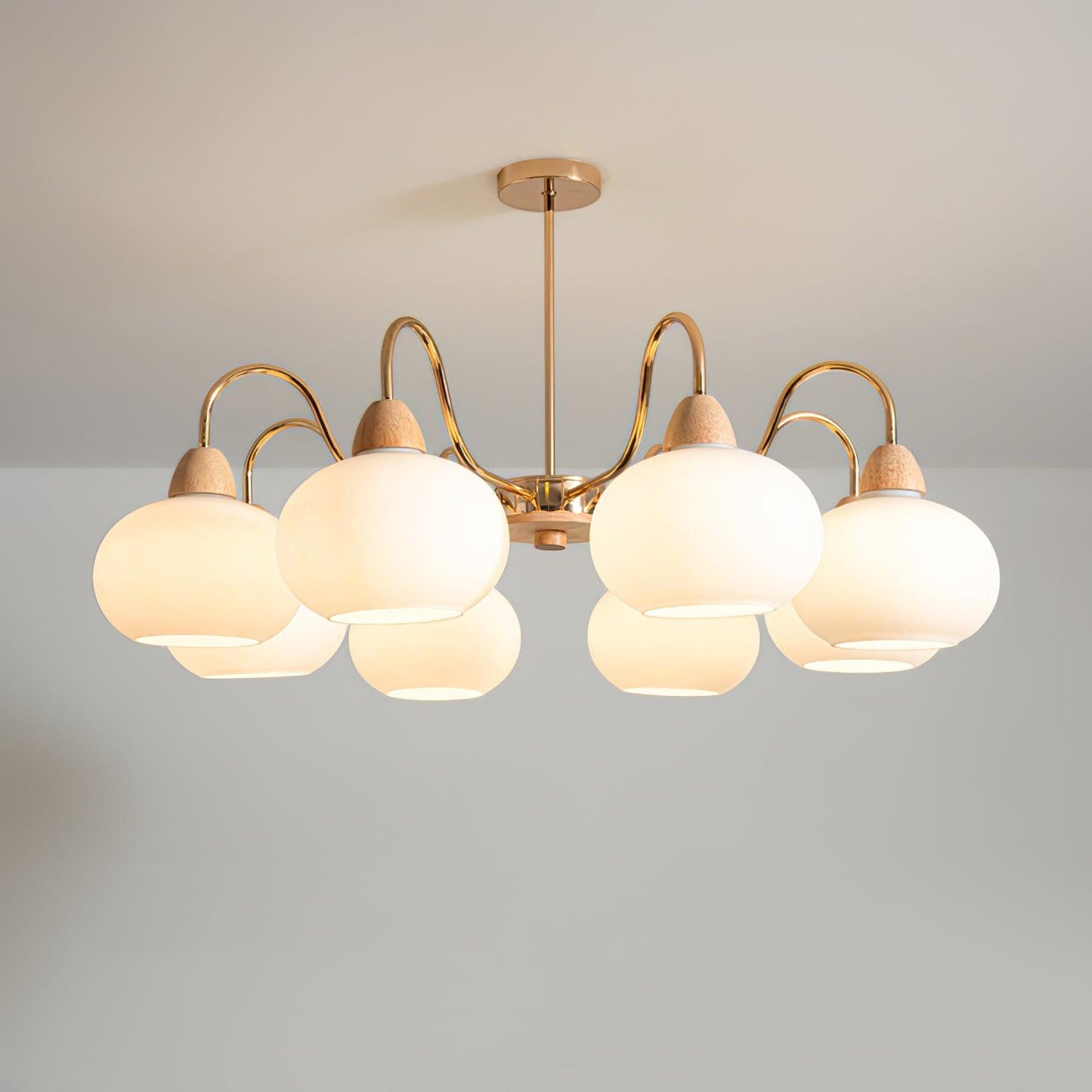 Elegant Glass Persimmon Chandelier with Adjustable Height & Warm Light