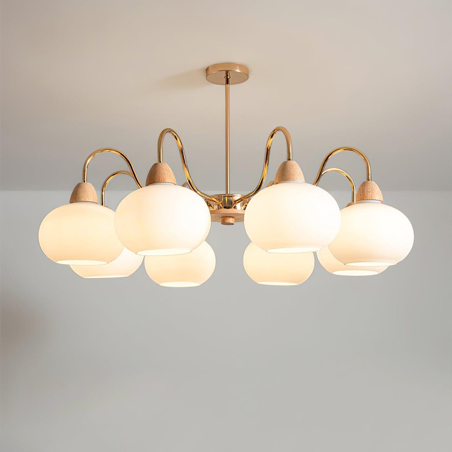 Elegant Glass Persimmon Chandelier with Adjustable Height & Warm Light