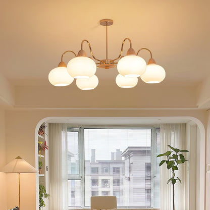 Elegant Glass Persimmon Chandelier with Adjustable Height & Warm Light