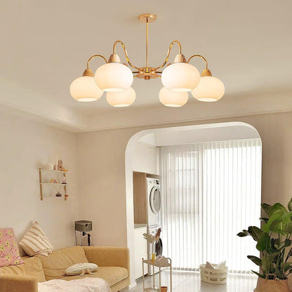 Elegant Glass Persimmon Chandelier with Adjustable Height & Warm Light