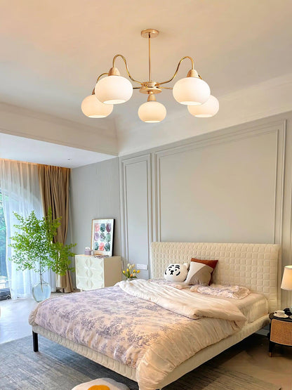 Elegant Glass Persimmon Chandelier with Adjustable Height & Warm Light
