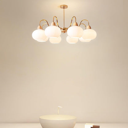 Elegant Glass Persimmon Chandelier with Adjustable Height & Warm Light