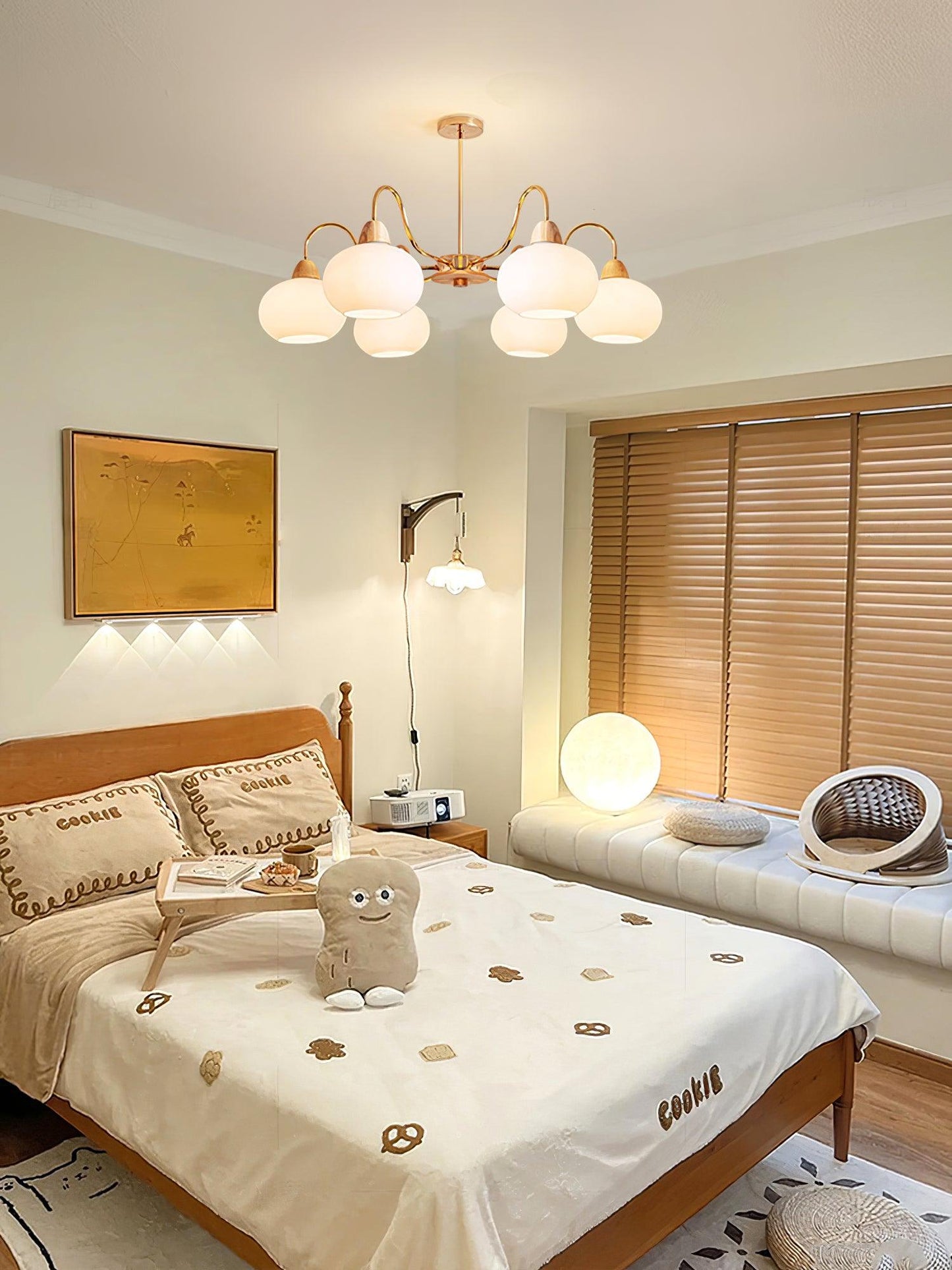 Elegant Glass Persimmon Chandelier with Adjustable Height & Warm Light