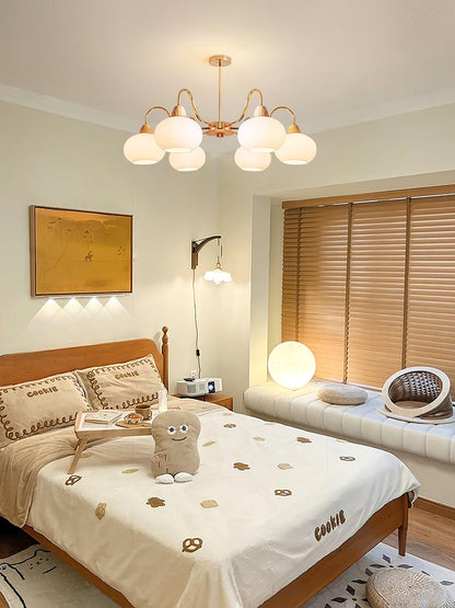 Elegant Glass Persimmon Chandelier with Adjustable Height & Warm Light