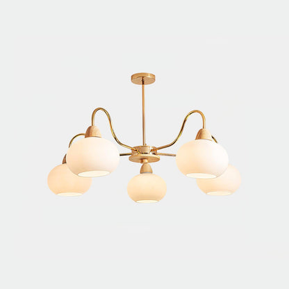 Elegant Glass Persimmon Chandelier with Adjustable Height & Warm Light