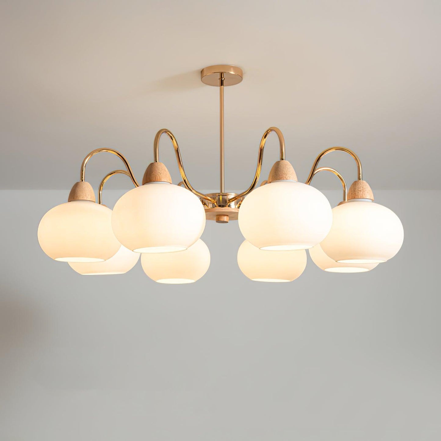 Elegant Glass Persimmon Chandelier with Adjustable Height & Warm Light