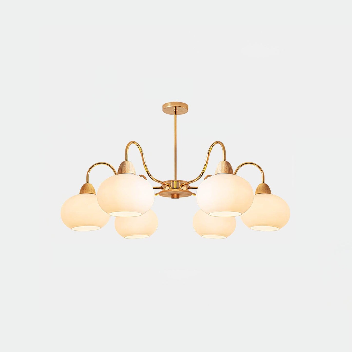 Elegant Glass Persimmon Chandelier with Adjustable Height & Warm Light