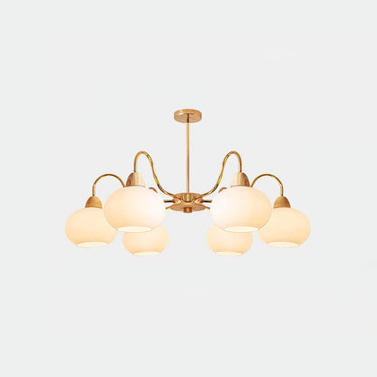 Elegant Glass Persimmon Chandelier with Adjustable Height & Warm Light