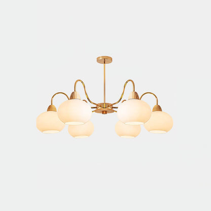 Elegant Glass Persimmon Chandelier with Adjustable Height & Warm Light