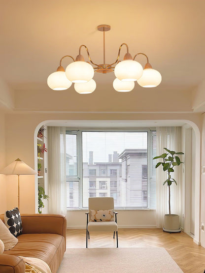 Elegant Glass Persimmon Chandelier with Adjustable Height & Warm Light