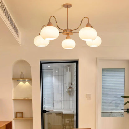 Elegant Glass Persimmon Chandelier with Adjustable Height & Warm Light