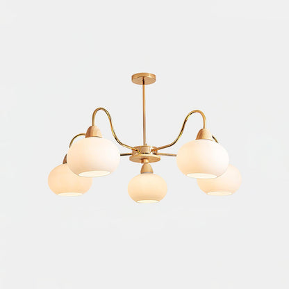 Elegant Glass Persimmon Chandelier with Adjustable Height & Warm Light