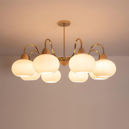 Elegant Glass Persimmon Chandelier with Adjustable Height & Warm Light