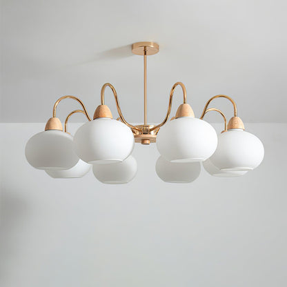 Elegant Glass Persimmon Chandelier with Adjustable Height & Warm Light