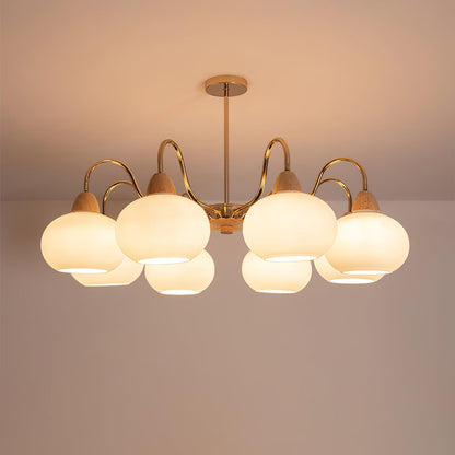 Elegant Glass Persimmon Chandelier with Adjustable Height & Warm Light