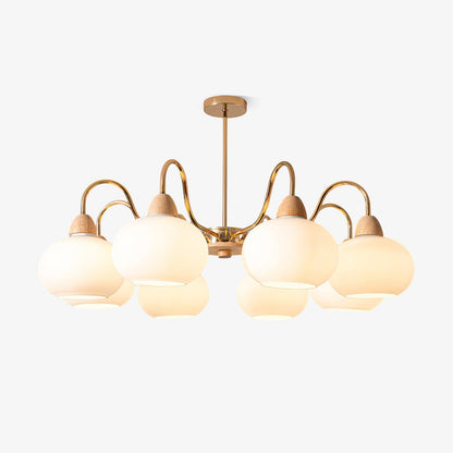 Elegant Glass Persimmon Chandelier with Adjustable Height & Warm Light