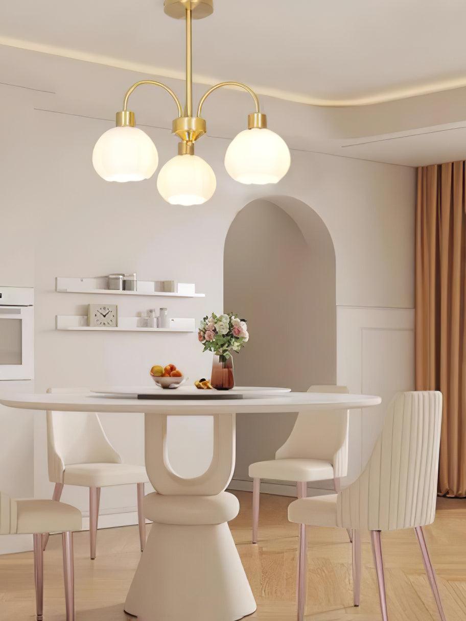 Elegant Glass Pumpkin Gold Chandelier with Adjustable Height & LED Com