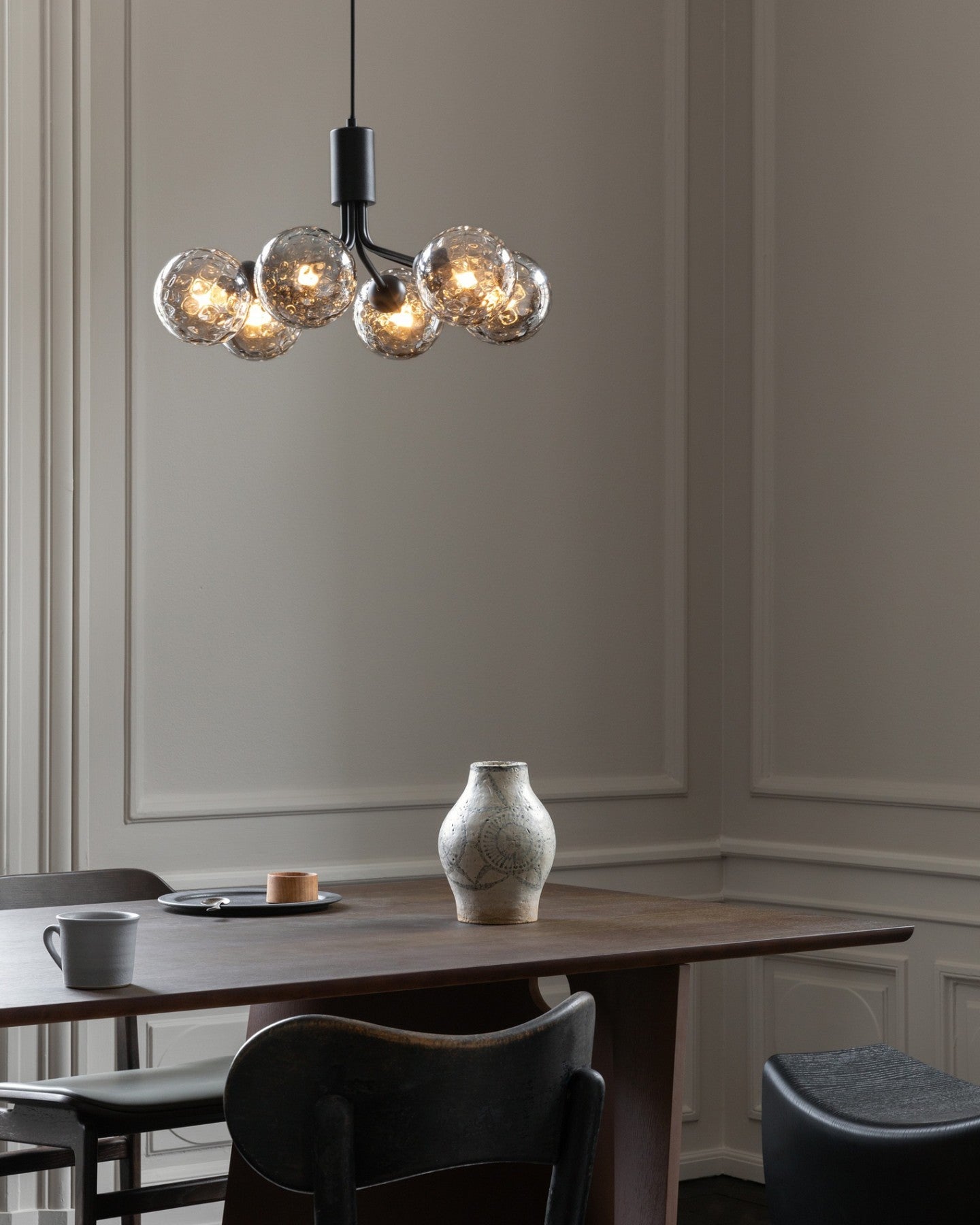 Modern Glass Sphere Cluster Chandelier - Adjustable Height, Elegant De