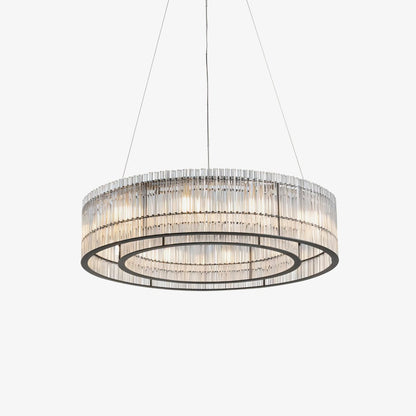 Modern Glass Tube Ring Chandelier with Adjustable Height & LED Lightin