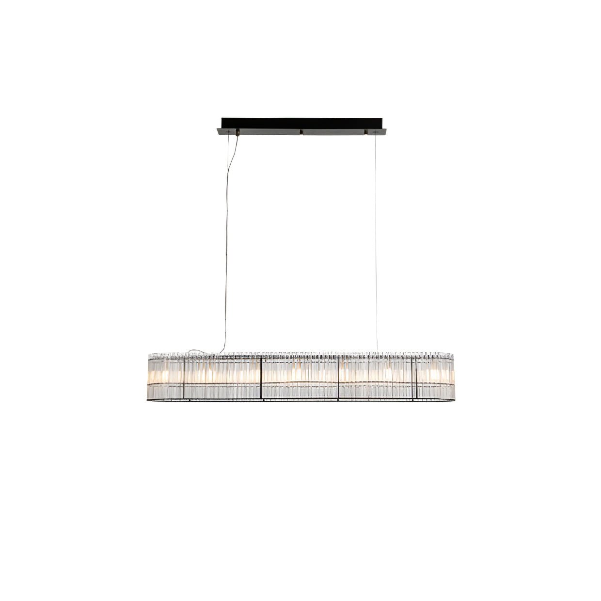 Modern Glass Tube Ring Chandelier with Adjustable Height & LED Lightin