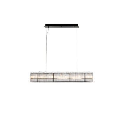 Modern Glass Tube Ring Chandelier with Adjustable Height & LED Lightin