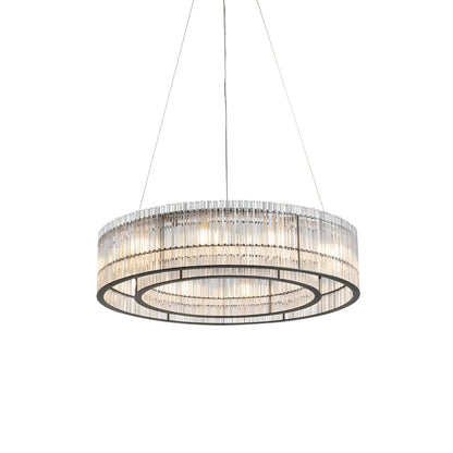 Modern Glass Tube Ring Chandelier with Adjustable Height & LED Lightin