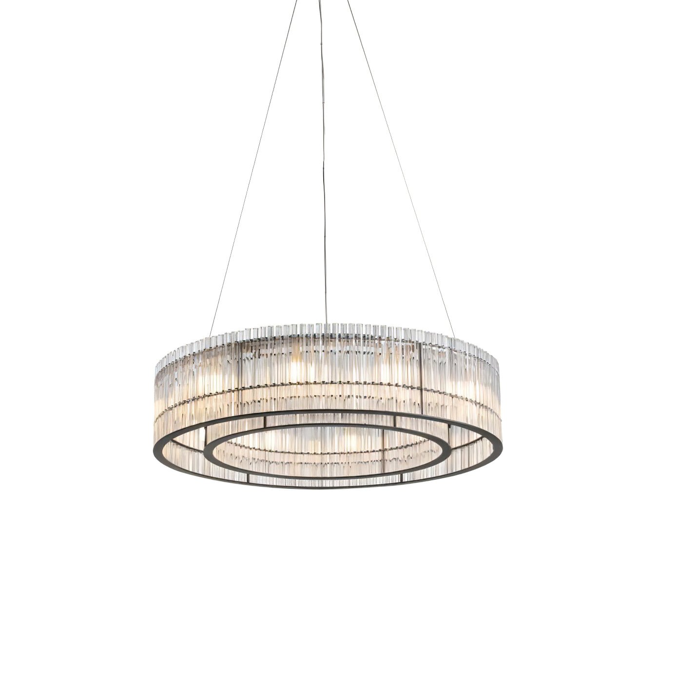 Modern Glass Tube Ring Chandelier with Adjustable Height & LED Lightin