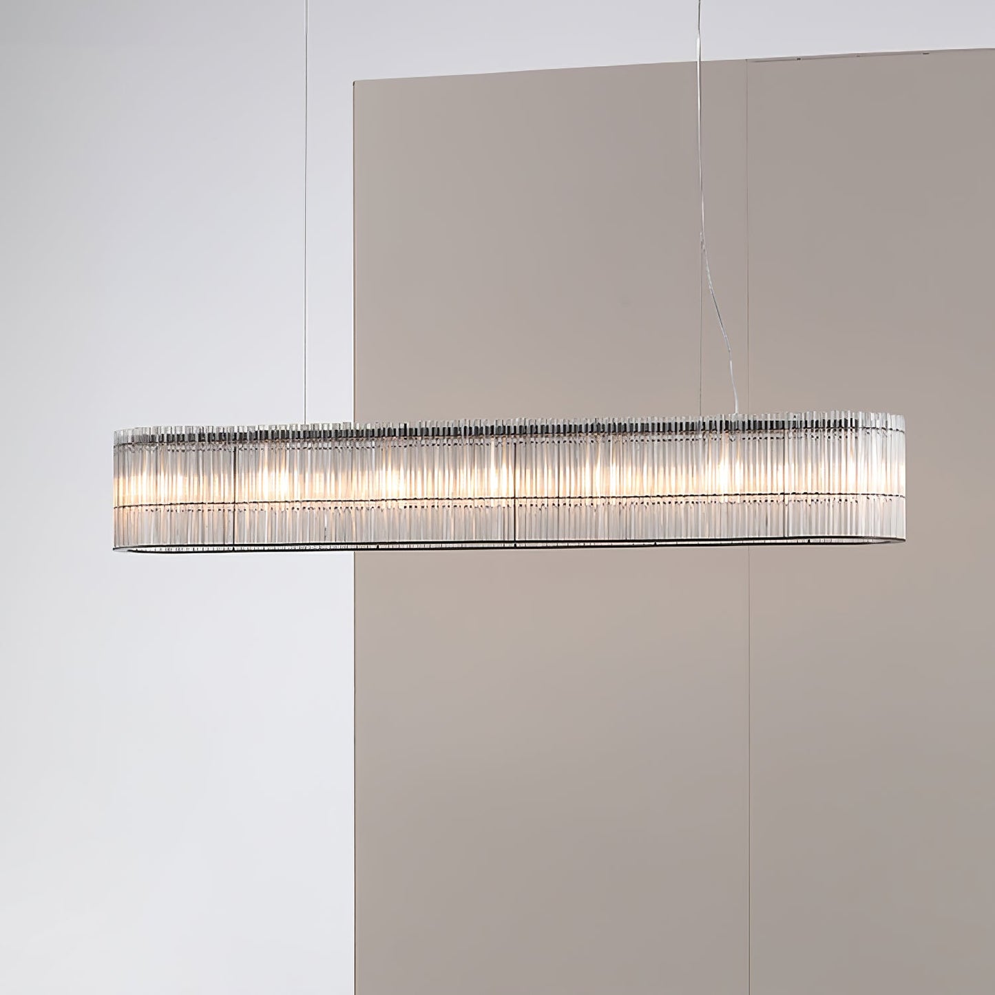 Modern Glass Tube Ring Chandelier with Adjustable Height & LED Lightin