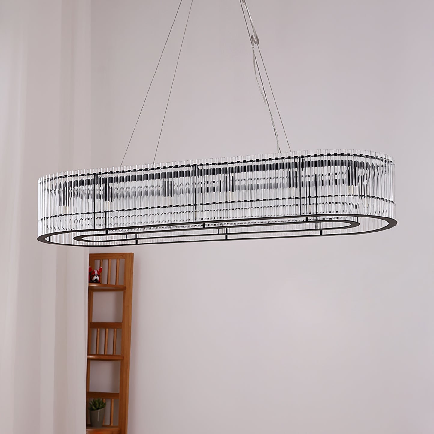 Modern Glass Tube Ring Chandelier with Adjustable Height & LED Lightin