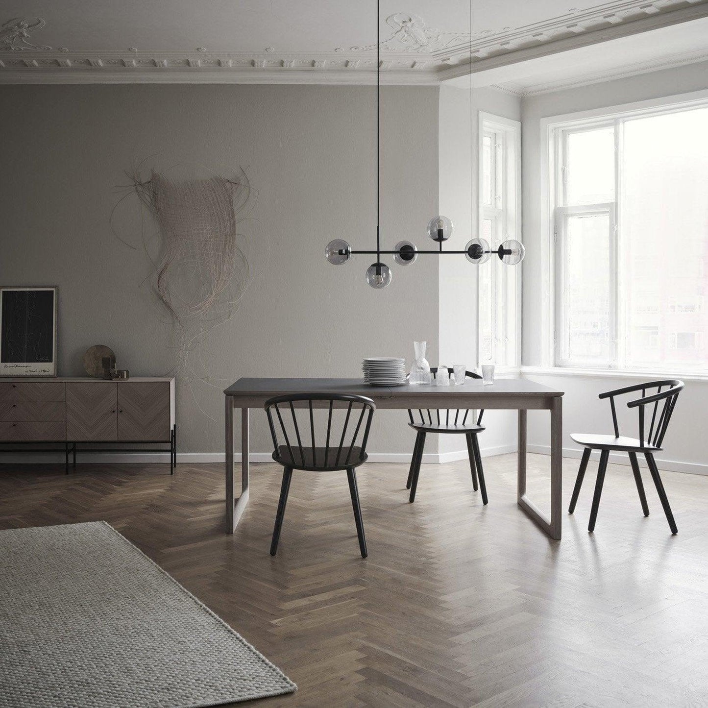Modern Orb Chandelier - Adjustable Height, Energy-Efficient LED Lights