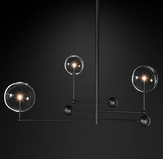 Elegant Glass Globe Mobile Chandelier with Adjustable Height & LED Com