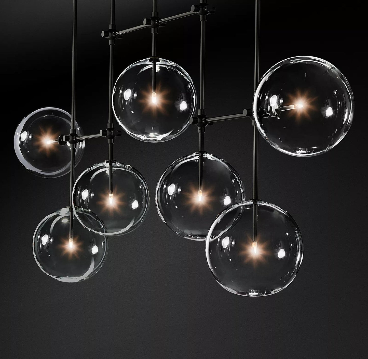Elegant Glass Globe Mobile Chandelier with Adjustable Height & LED Com