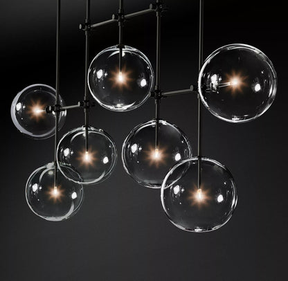 Elegant Glass Globe Mobile Chandelier with Adjustable Height & LED Com