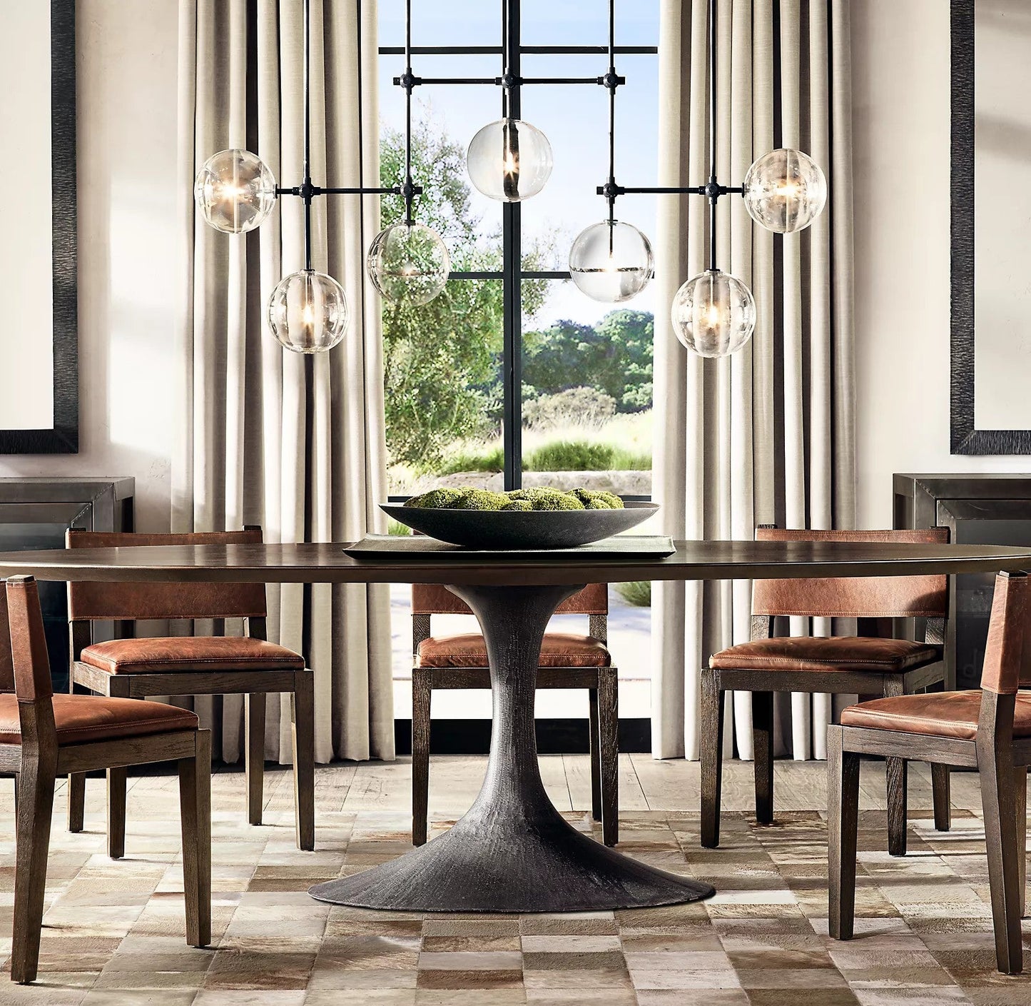 Elegant Glass Globe Mobile Chandelier with Adjustable Height & LED Com