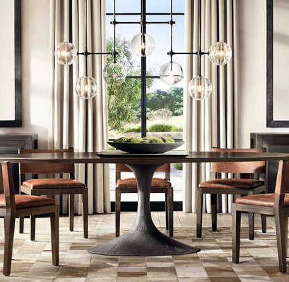 Elegant Glass Globe Mobile Chandelier with Adjustable Height & LED Com