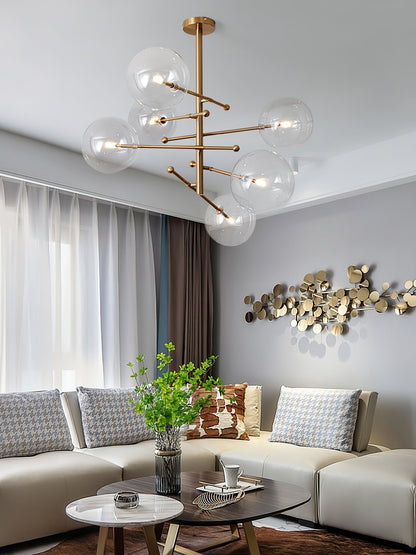 Elegant Glass Globe Mobile Chandelier with Adjustable Height & LED Com