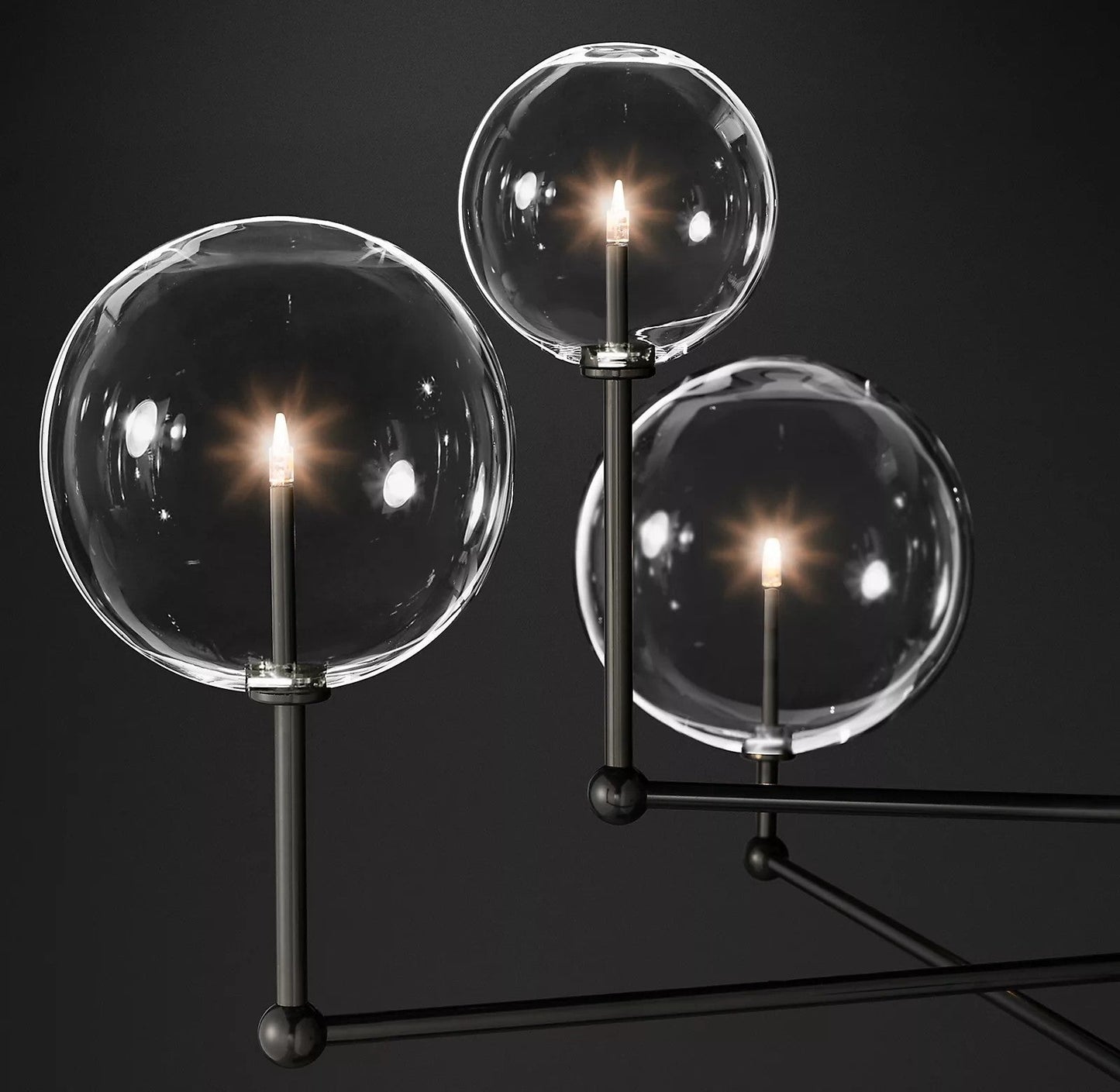 Elegant Glass Globe Mobile Chandelier with Adjustable Height & LED Com