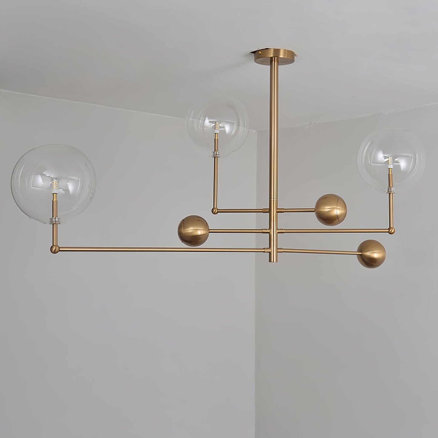 Elegant Glass Globe Mobile Chandelier with Adjustable Height & LED Com