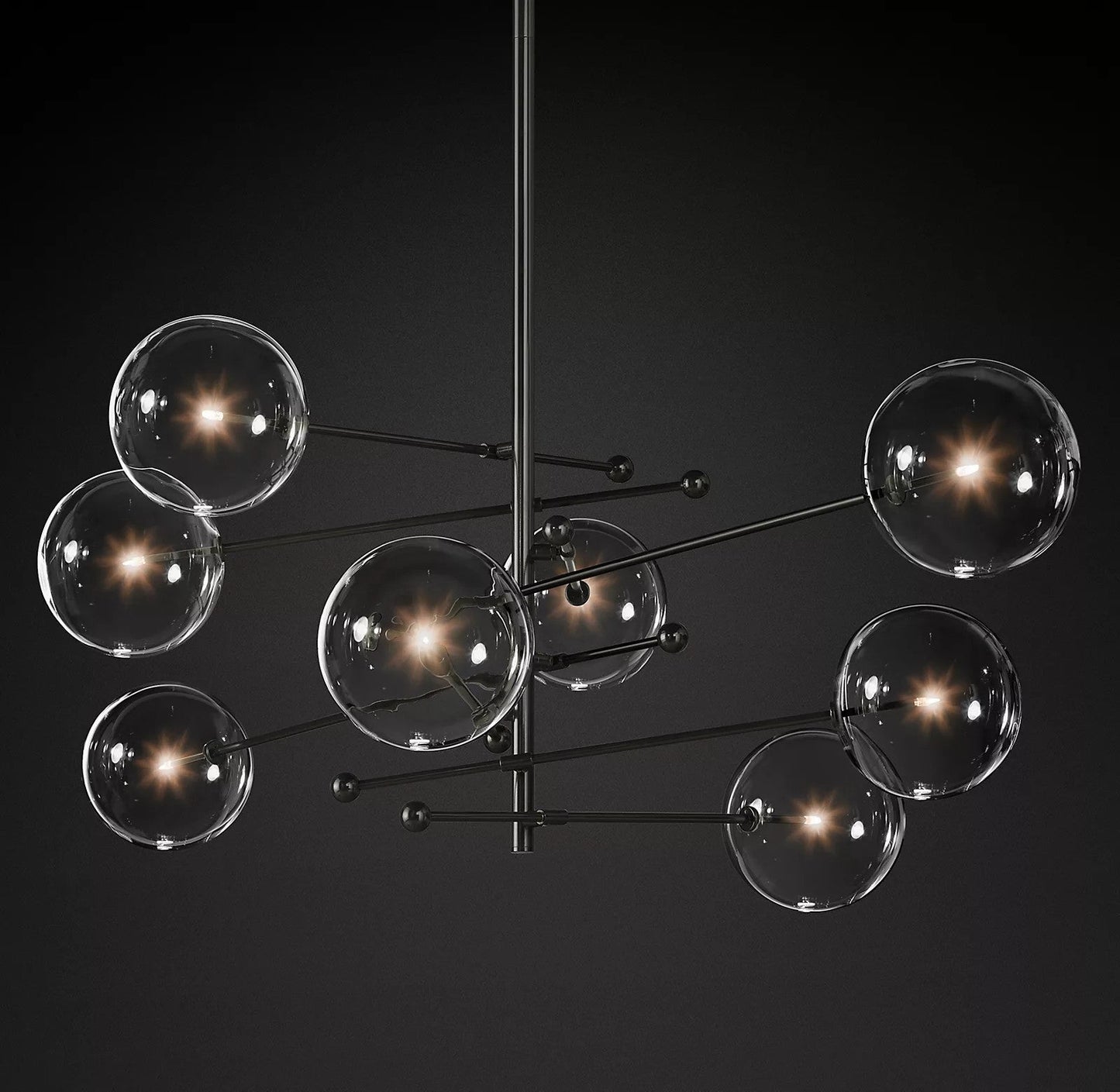 Elegant Glass Globe Mobile Chandelier with Adjustable Height & LED Com
