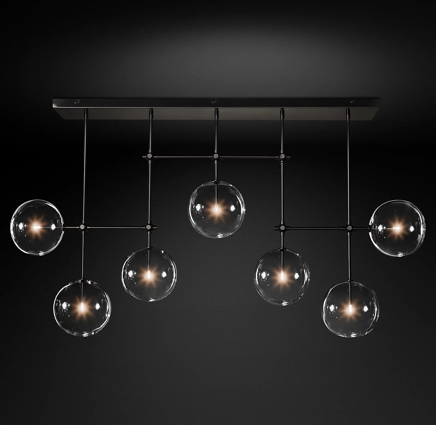 Elegant Glass Globe Mobile Chandelier with Adjustable Height & LED Com
