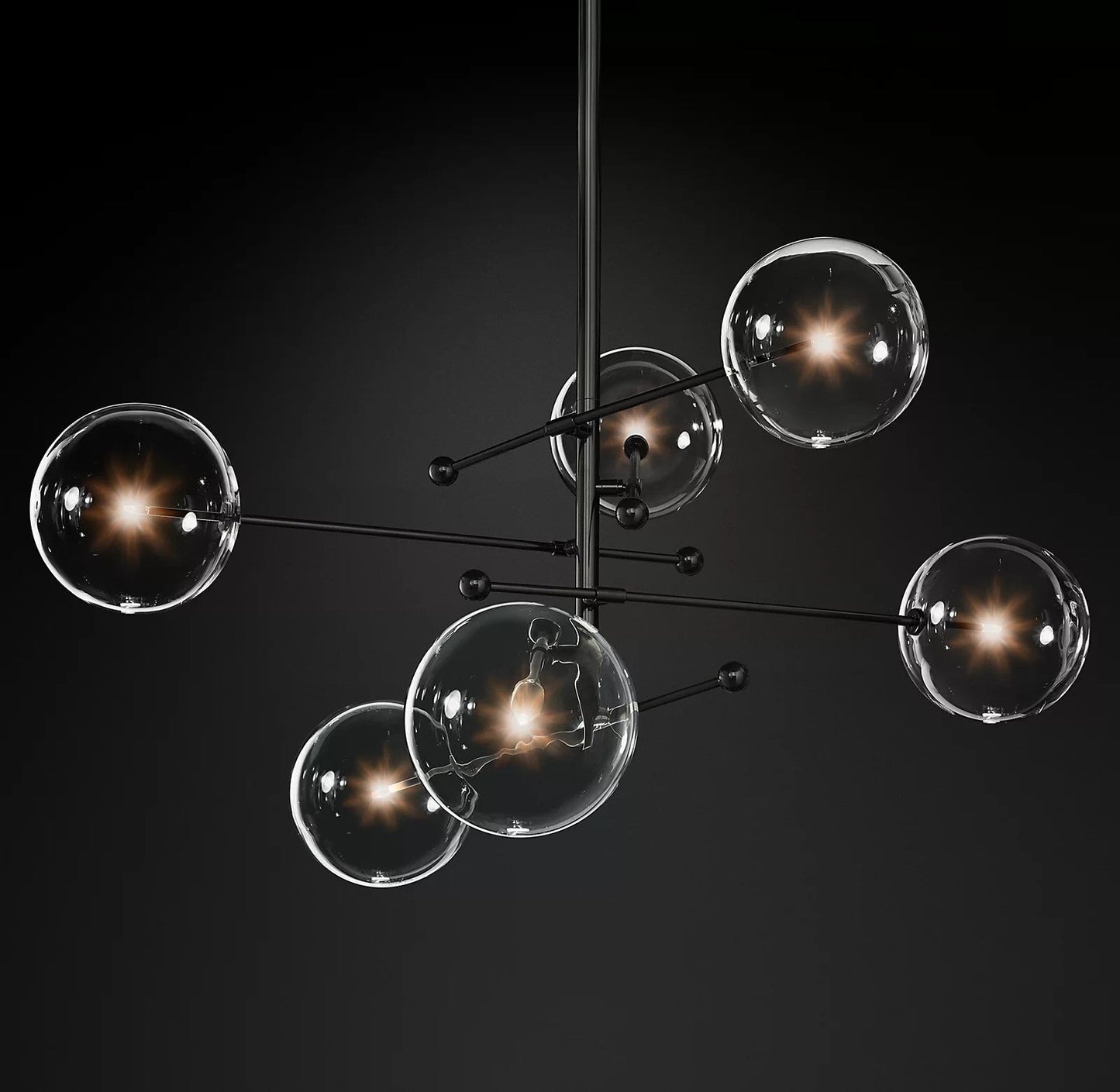 Elegant Glass Globe Mobile Chandelier with Adjustable Height & LED Com