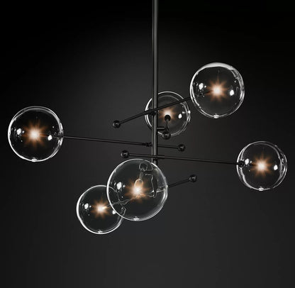 Elegant Glass Globe Mobile Chandelier with Adjustable Height & LED Com