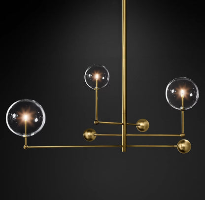 Elegant Glass Globe Mobile Chandelier with Adjustable Height & LED Com