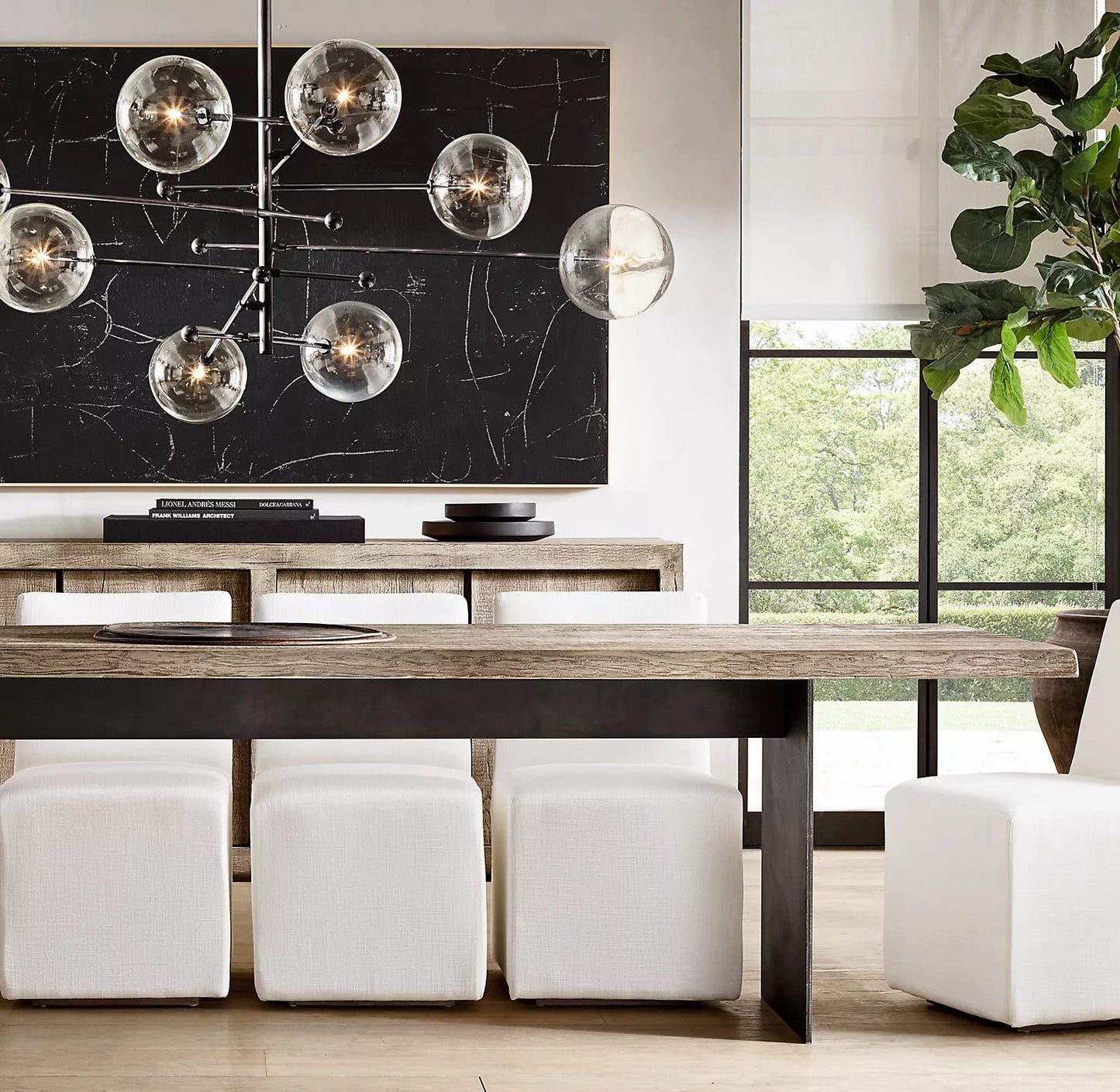 Elegant Glass Globe Mobile Chandelier with Adjustable Height & LED Com