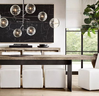Elegant Glass Globe Mobile Chandelier with Adjustable Height & LED Com