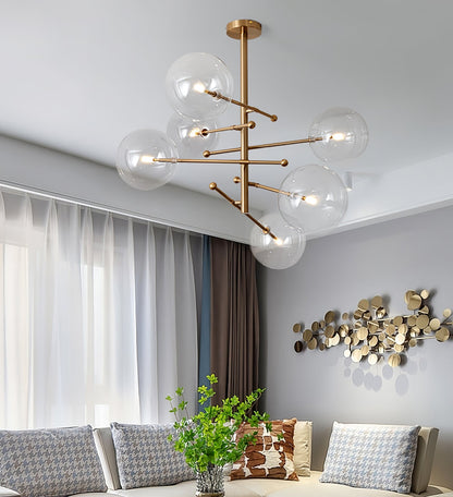 Elegant Glass Globe Mobile Chandelier with Adjustable Height & LED Com