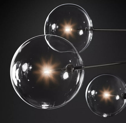 Elegant Glass Globe Mobile Chandelier with Adjustable Height & LED Com