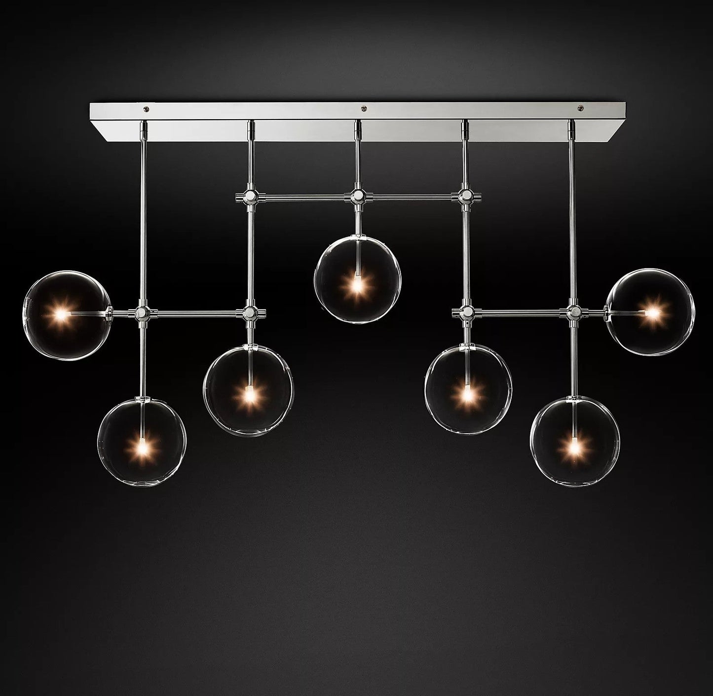 Elegant Glass Globe Mobile Chandelier with Adjustable Height & LED Com