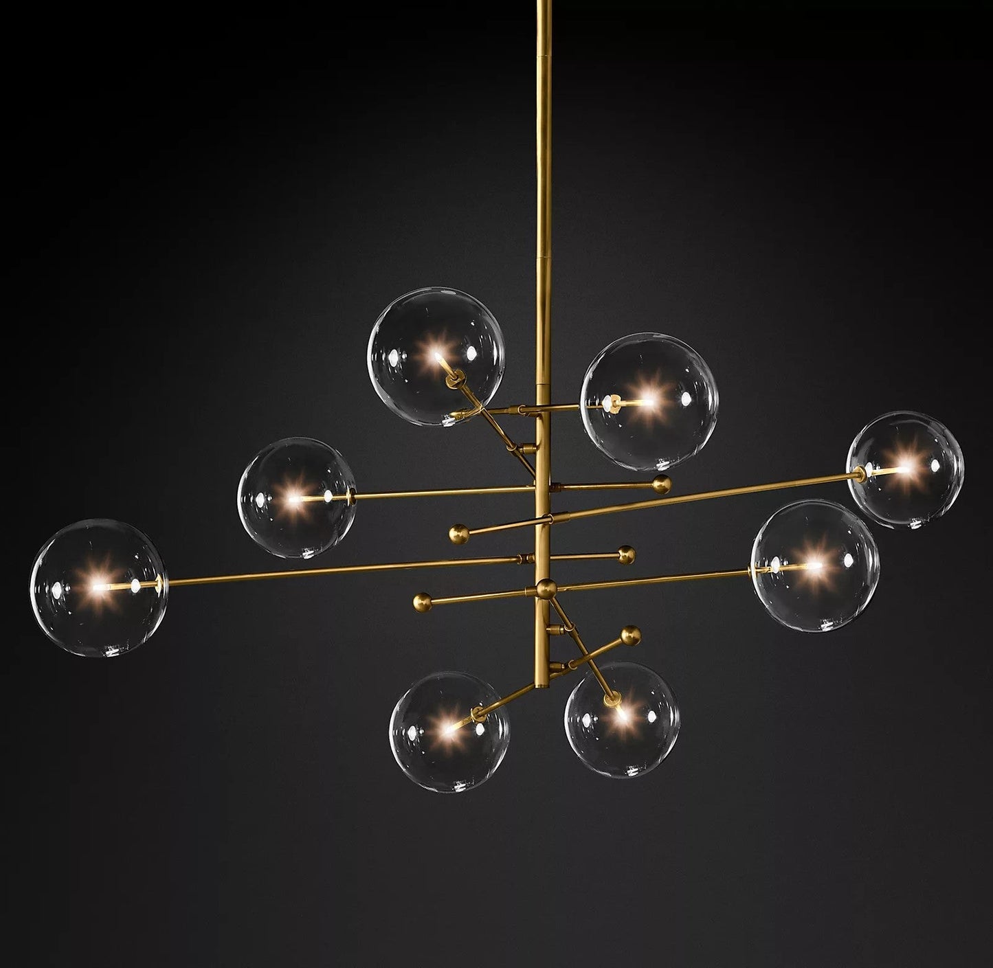 Elegant Glass Globe Mobile Chandelier with Adjustable Height & LED Com