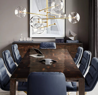 Elegant Glass Globe Mobile Chandelier with Adjustable Height & LED Com